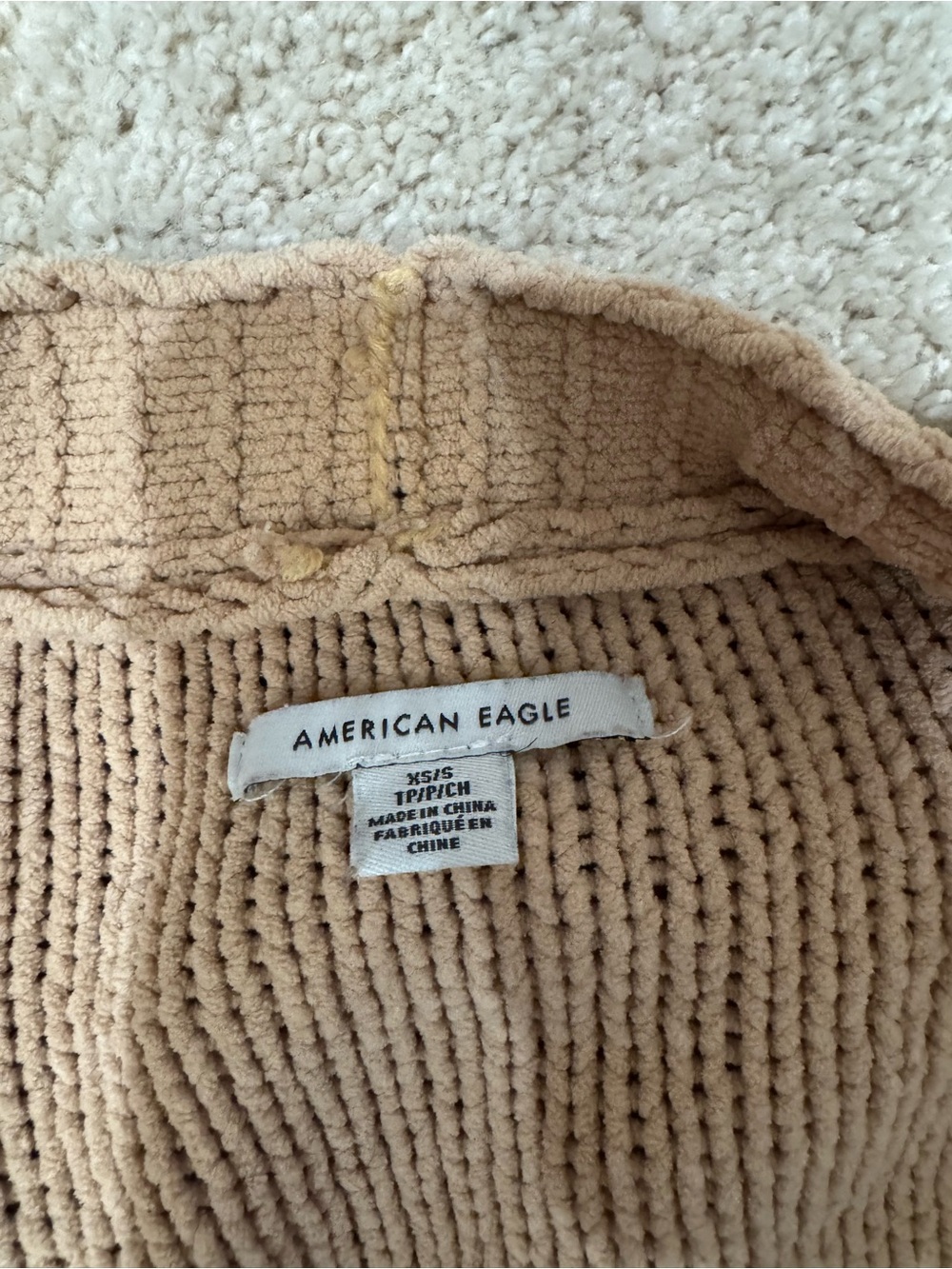 American Eagle Outfitters Women's Tan Ribbed Knit Sweater